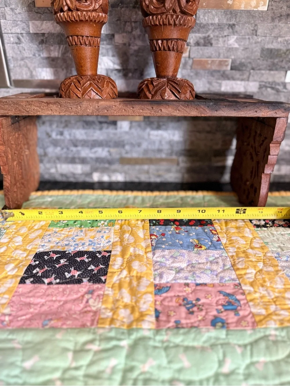 Vintage Boho Teakwood Tray and Candleholders Set